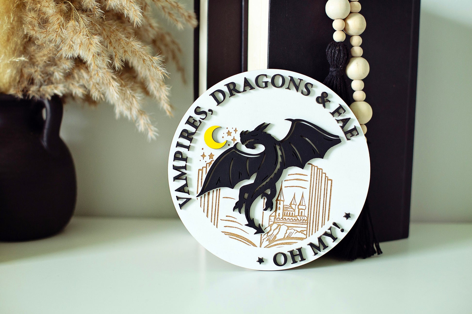 Vampires, Dragons and Far Sign, bookshelf decor, bookshelf sign, booktok merch, smut, smut sign, gift for readers, enemies to lovers