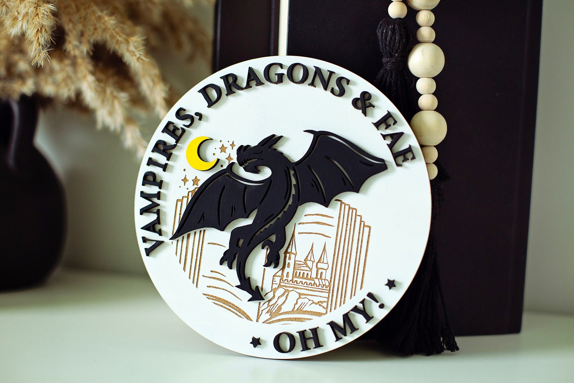 Vampires, Dragons and Far Sign, bookshelf decor, bookshelf sign, booktok merch, smut, smut sign, gift for readers, enemies to lovers