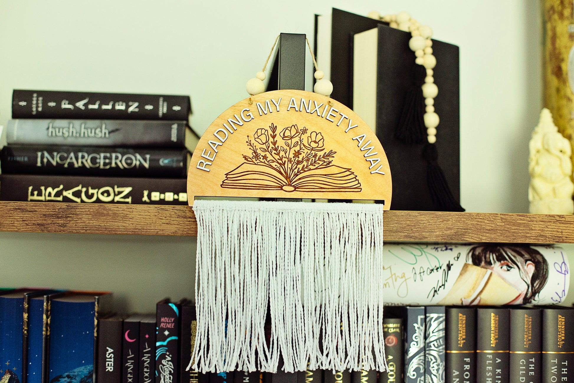 Reading my anxiety away Sign, Spicy booktok Sign, booktok sign, booktok merch, smut, smut sign, gift for readers, hanging booktok sign