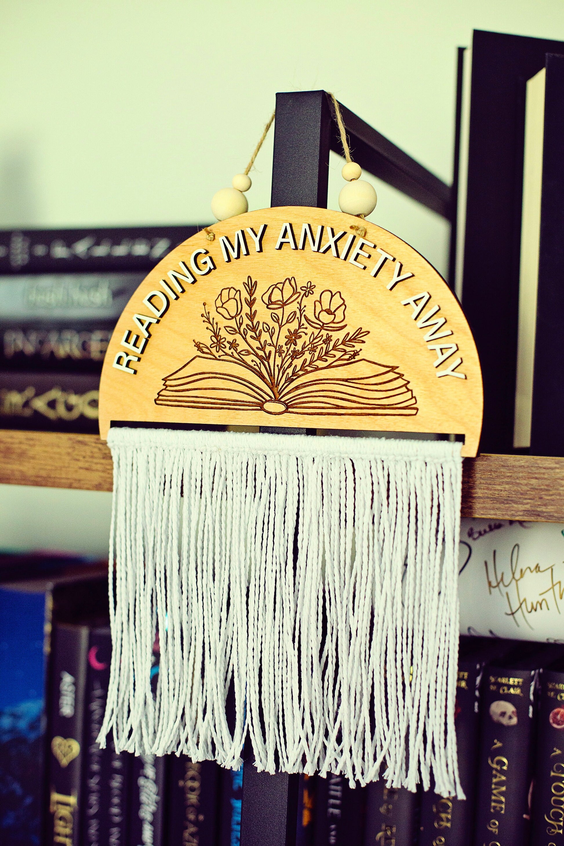 Reading my anxiety away Sign, Spicy booktok Sign, booktok sign, booktok merch, smut, smut sign, gift for readers, hanging booktok sign